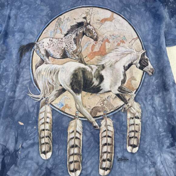 2000s Y2K 2013 The Mountain Native American DreamCatcher Tie-Dye T-shirt XL - Picture 3 of 8